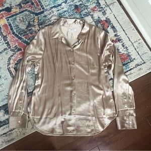 Madewell Darted Button-Up Shirt in Satin Matchstick size 14